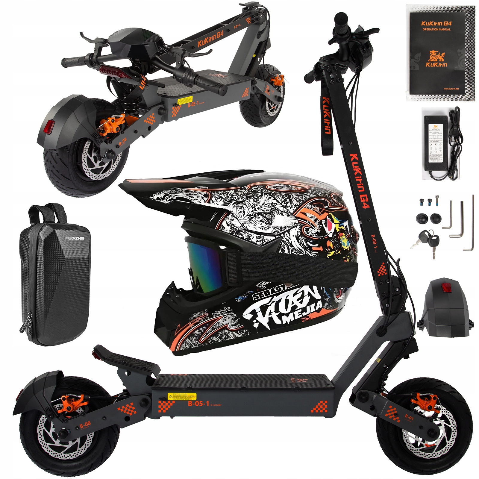 11" Elektrická koloběžka Kukirin G4 pro dospělé, 2400W, 70 km/h, 60V 20Ah, dojezd 75 km, terénní