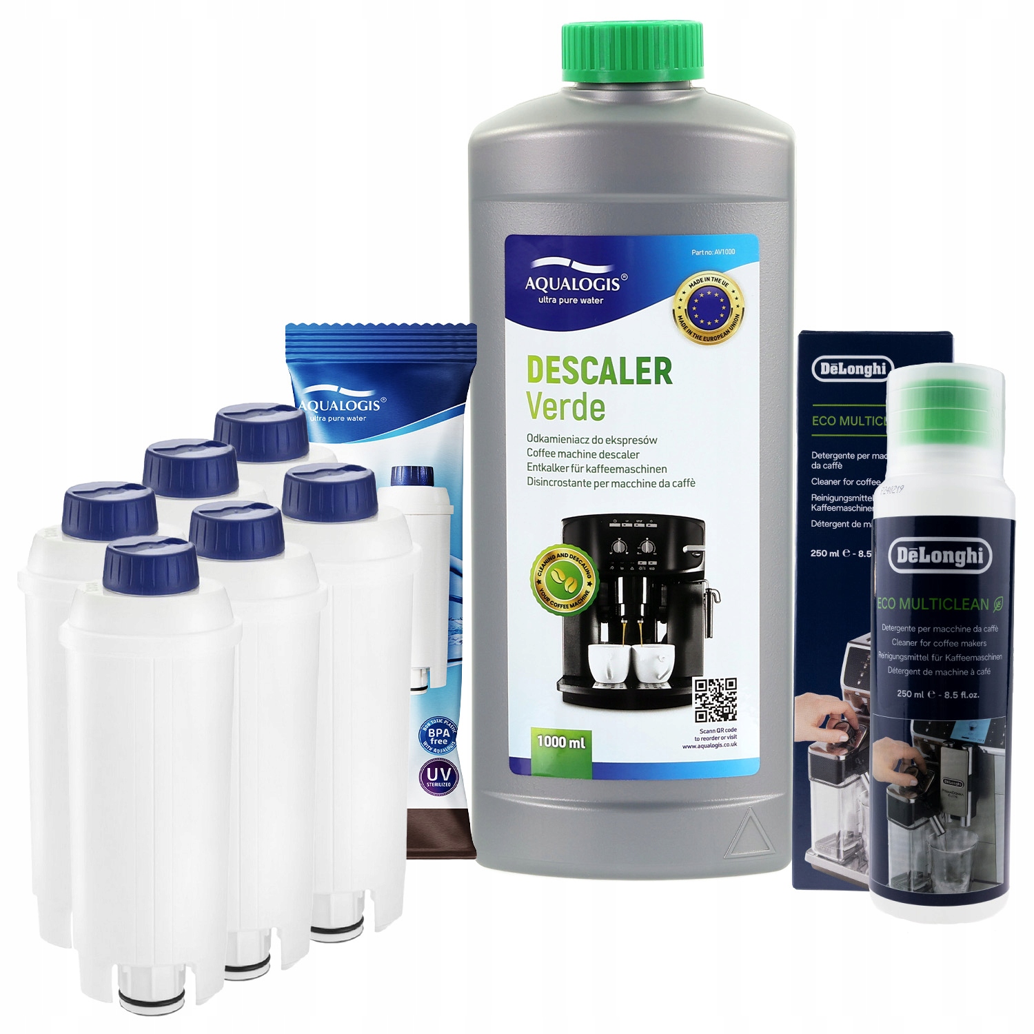 6x Filtr do kávovaru Delonghi AL-S002 3013 250 ml Odvápňovač 1 l