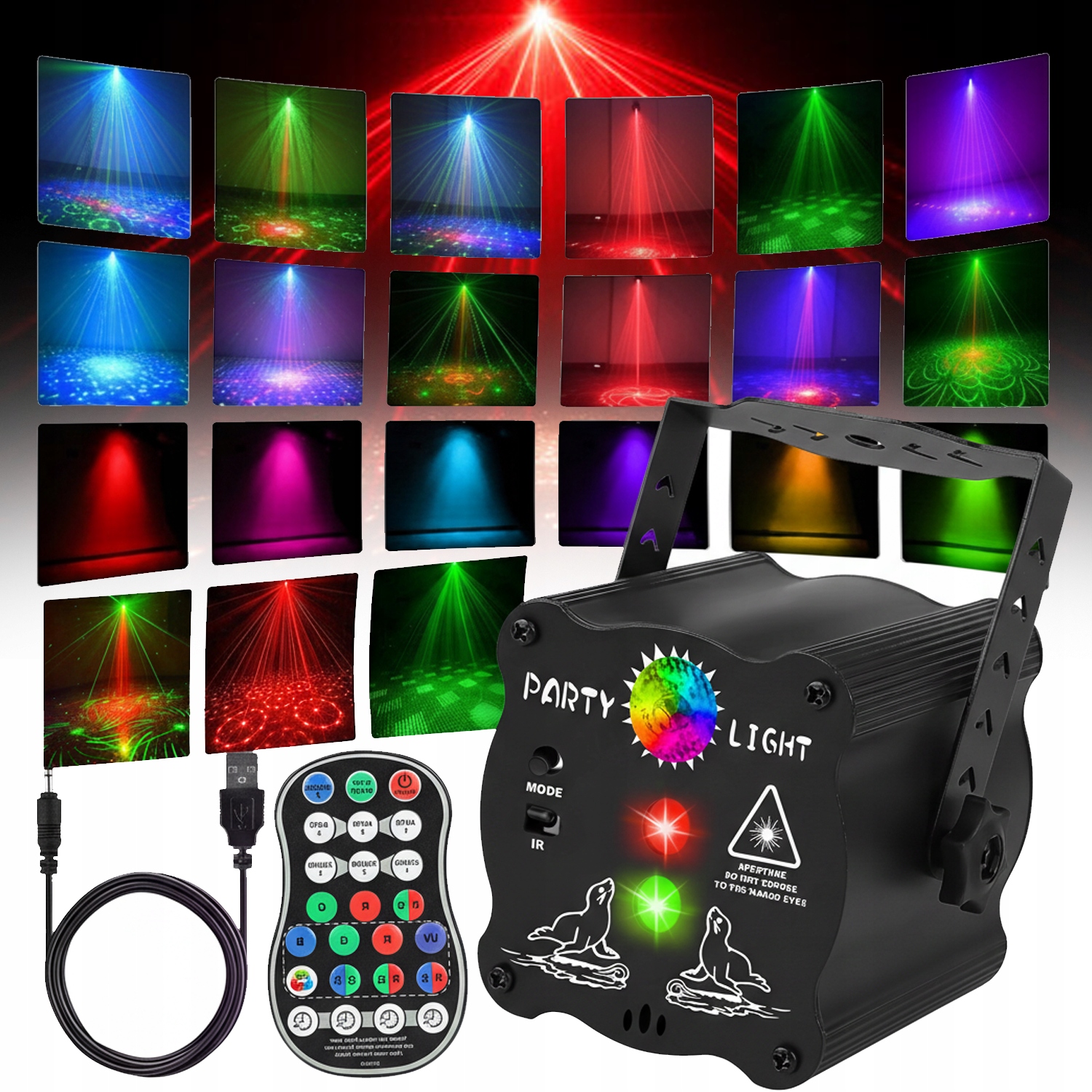 Diskotéka Reflektor Laserový Projektor Ovládání Zvuku Hlasem Led Světla