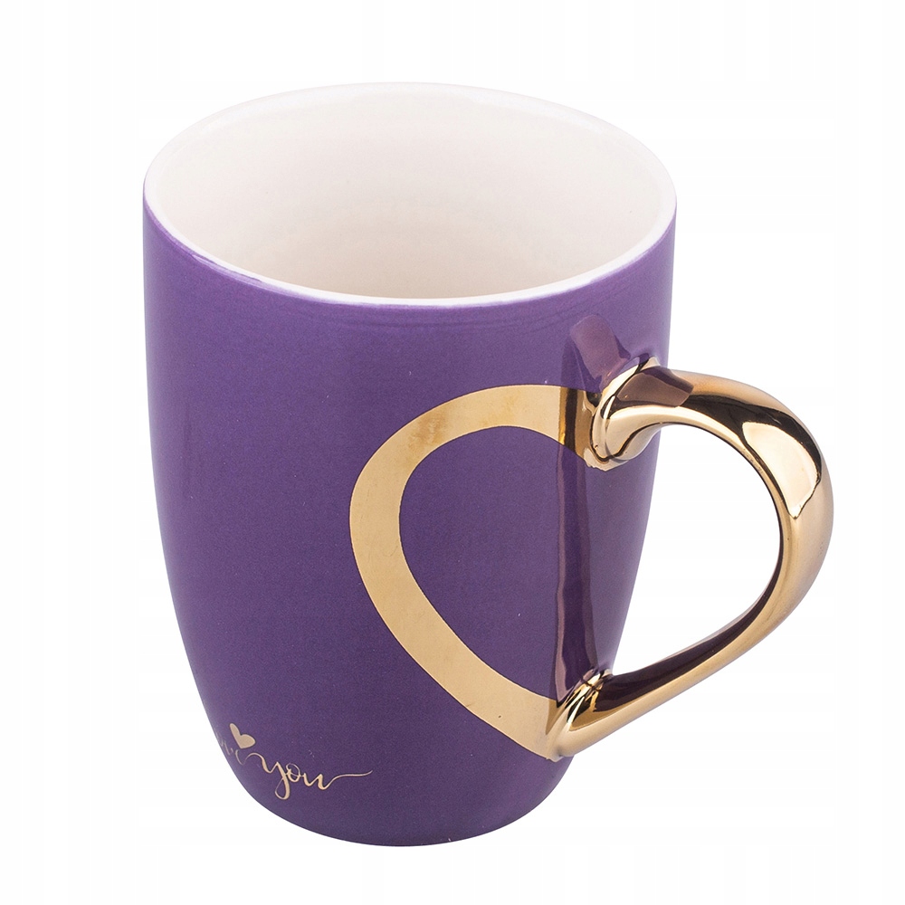 

Fioletowy Kubek Na Walentynki Złote Serce Love You