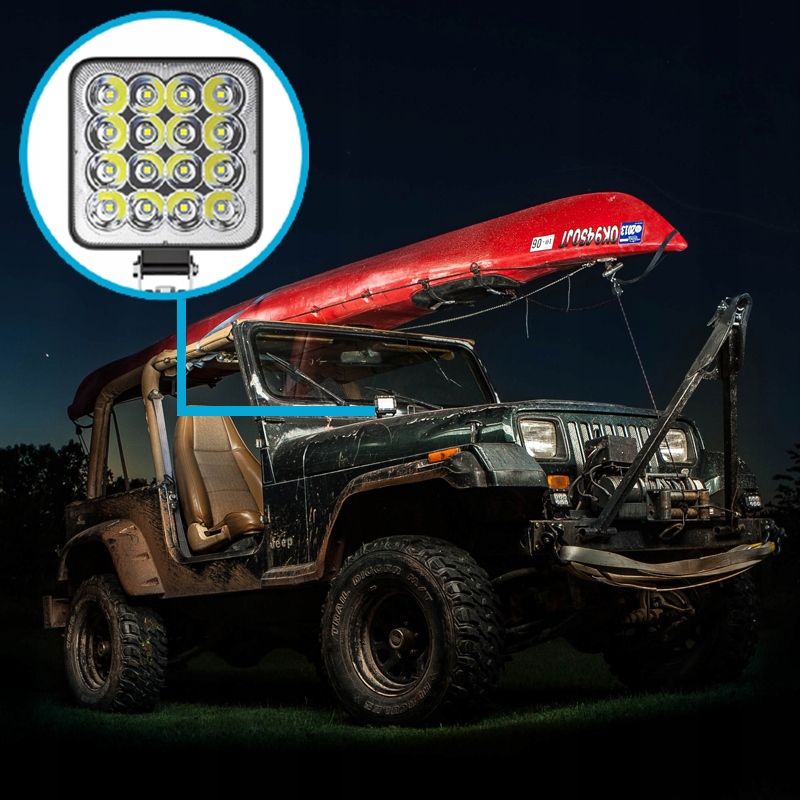 LAMPA 16 LED HALOGEN ROBOCZY SZPERACZ 48W 12V Moc 48 W