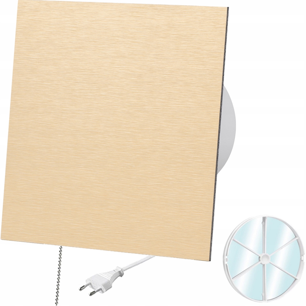 Wentylator Alum Złote Szczotkowane Wyłącznik I Wtyczka Zawór Zwrotny Fi 100