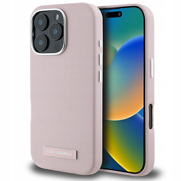 Pouzdro Karl Lagerfeld pro iPhone 16 Pro Max 6.9" růžové Fw Metal Plate MagSafe