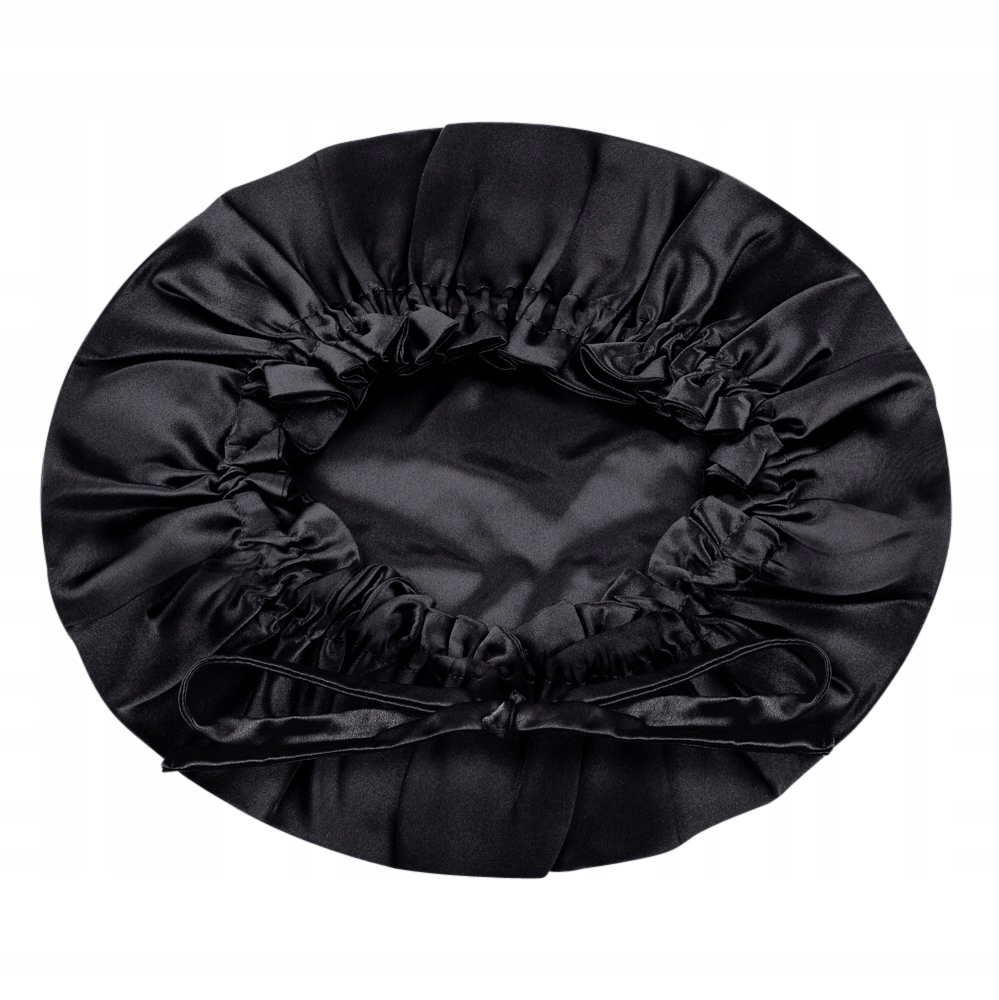 Jedwabny DWUSTRONNY Czepek na Włosy do Spania Turban Black