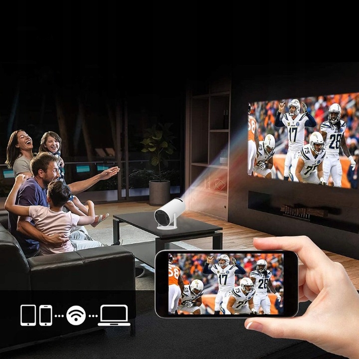 PROJEKTOR PRZENOŚNY 4K NOWOCZESNY RZUTNIK NA ŚCIANE DUAL WiFi ANDROID 11 Marka Grande