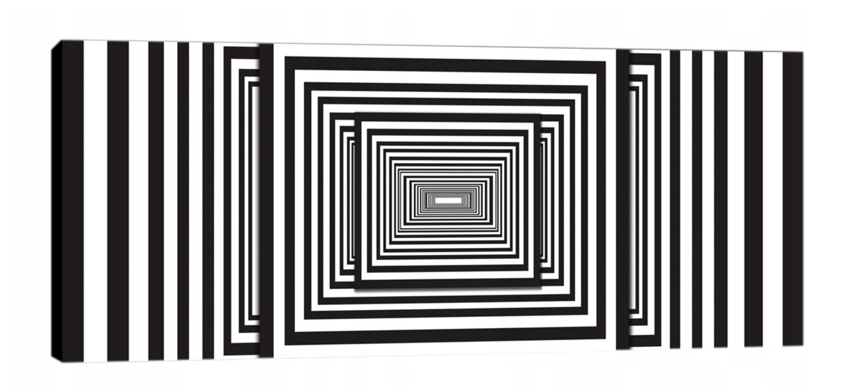 Obraz 145x45 Optická iluze Op Art abstrakce černobílá geometrie