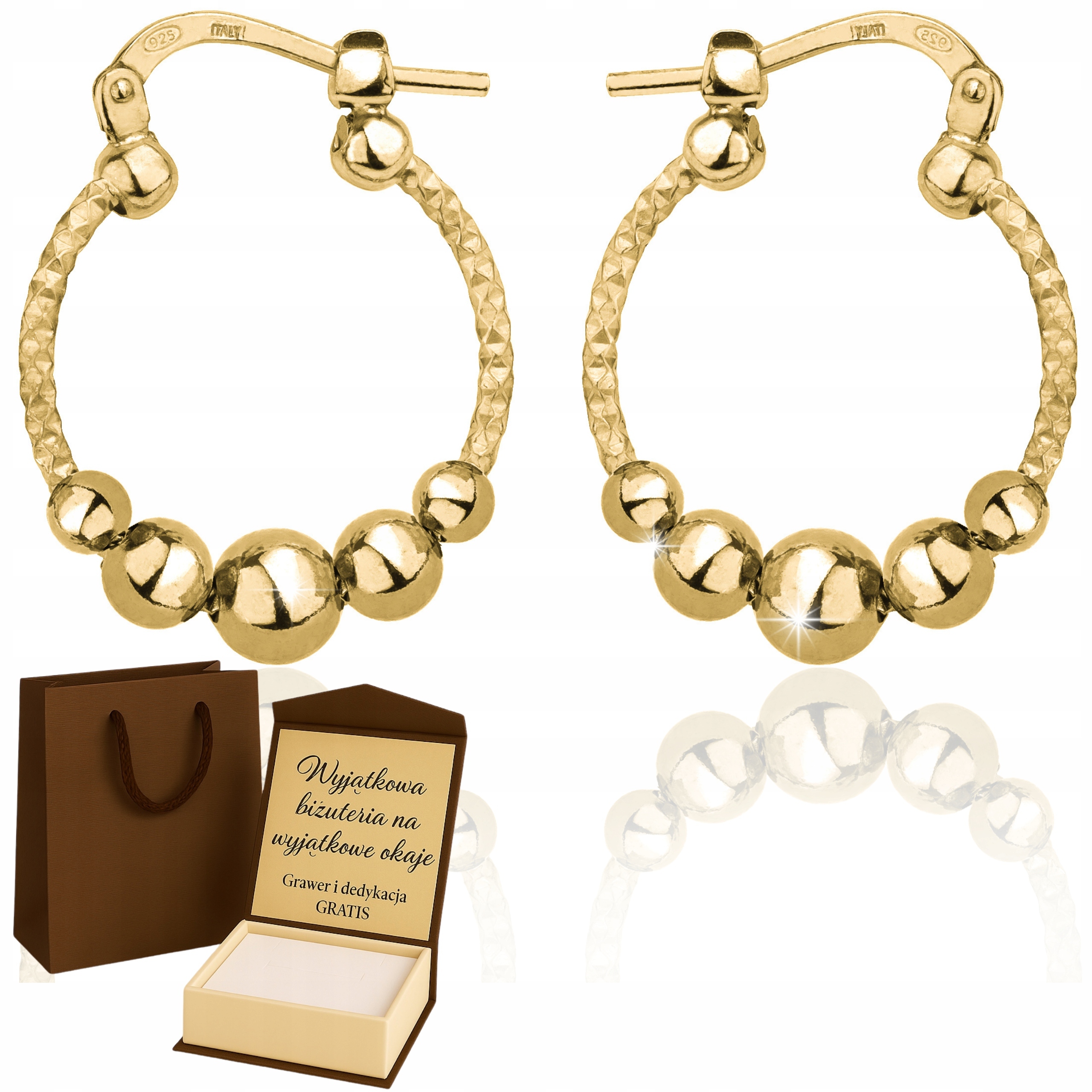 Dámské zlaté Náušnice se srdíčky, kulaté kroužky, pár 585/925, Dárek Gravírování