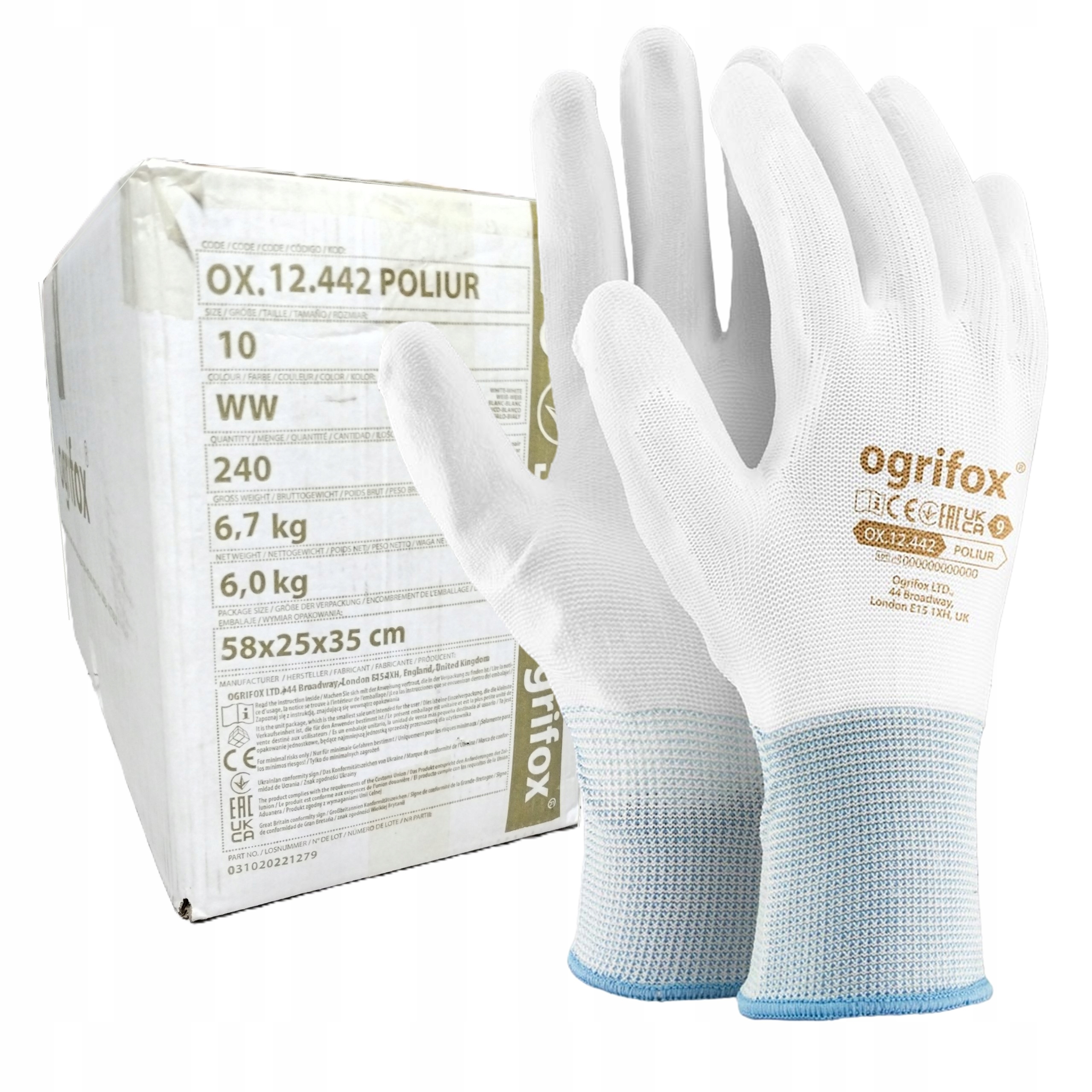 Rękawice Ochronne 240 par Ogrifox Ox-poliur Ww rozmiar 8 cienkie manualne