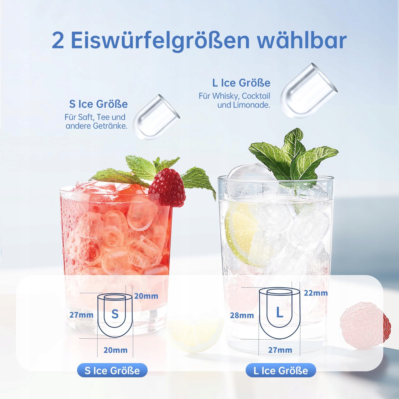 WIE Maszyna Do Kostek Lodu 1,3L Samoczyszcząca Cicha Do Kuchni Biura Baru — miniatura 5