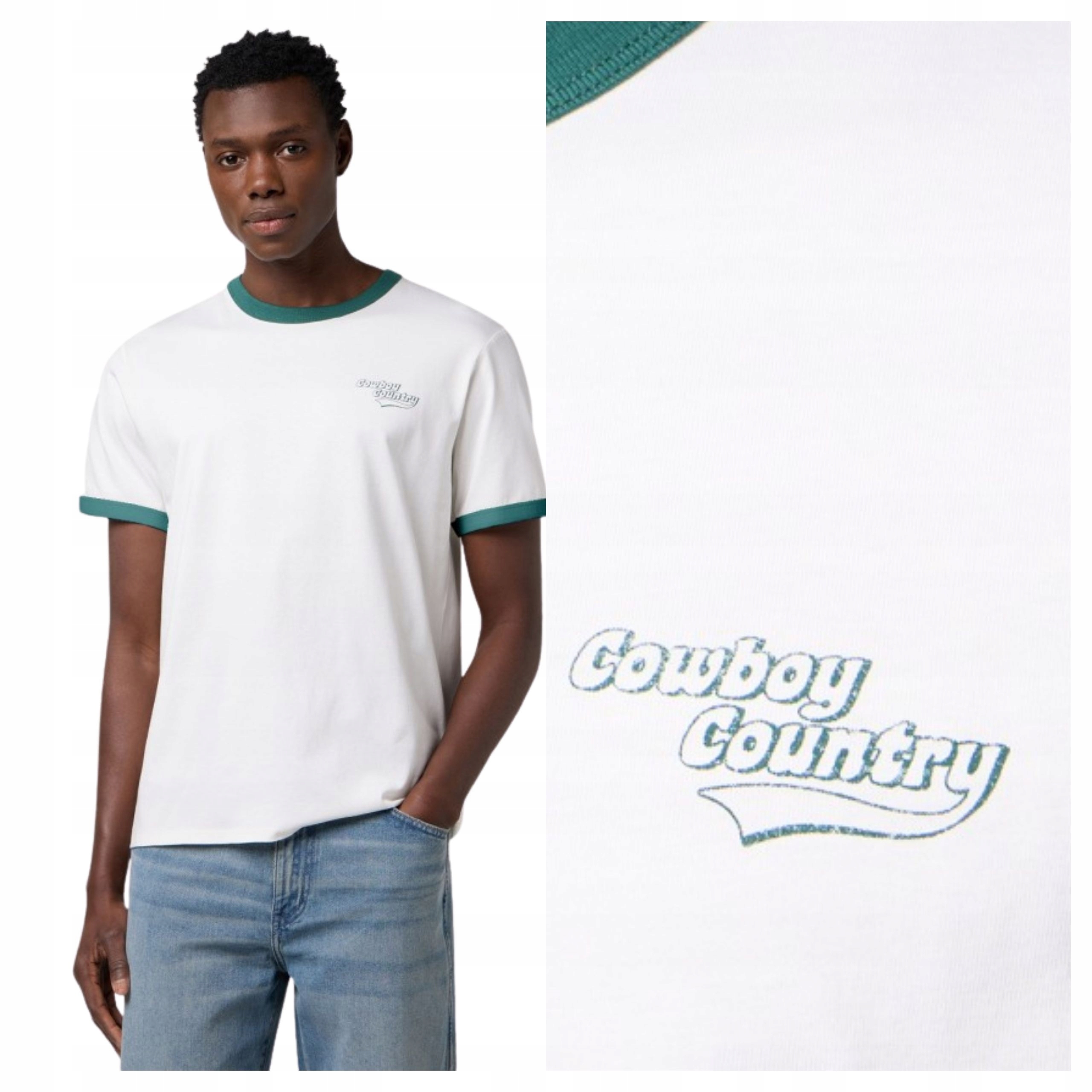 Tričko Pánské Wrangler Ringer Tee Bílá Bavlna Casual Basic XL