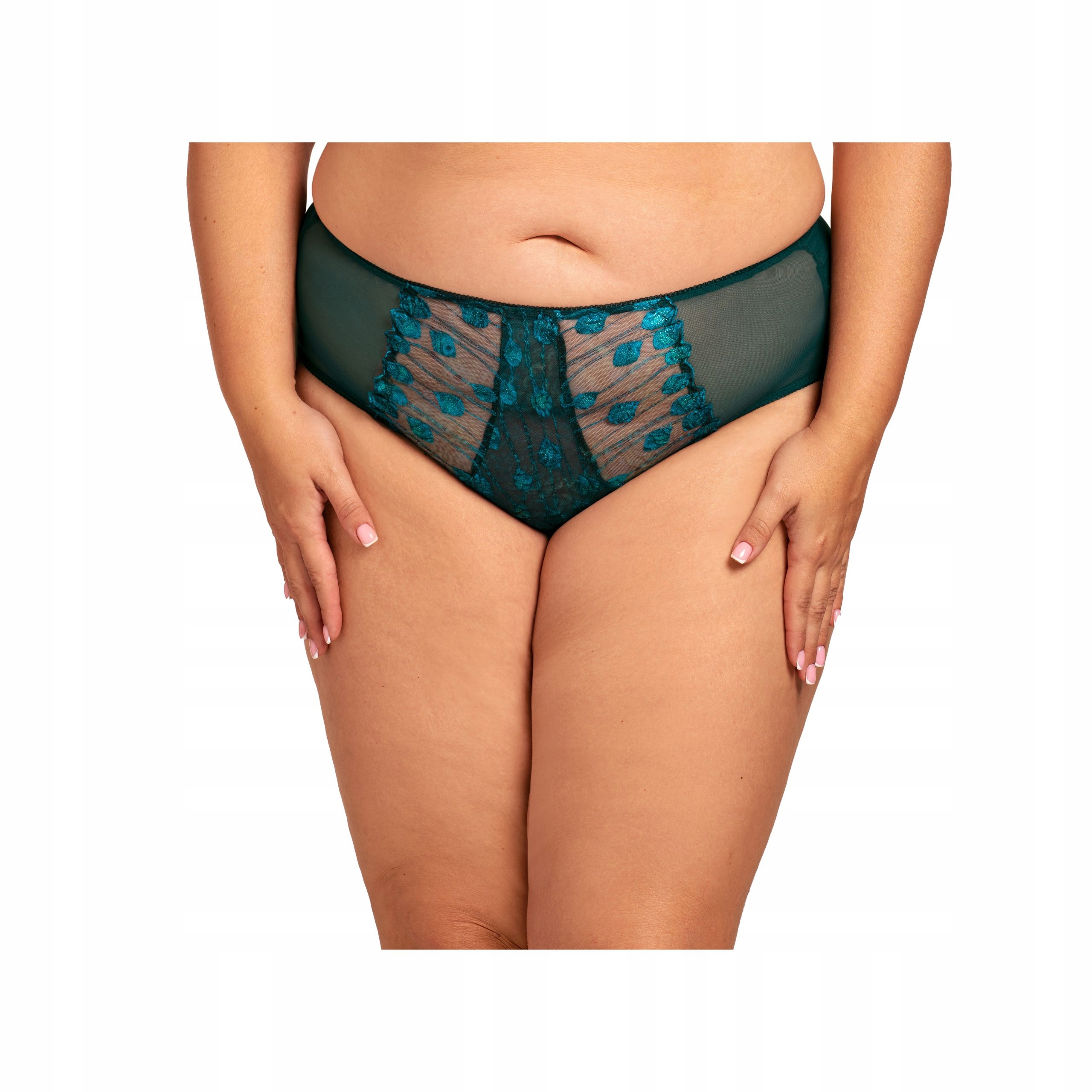 Plné kalhotky Ines Nessa 2XL NO2 vysoké paví peří azurová barva