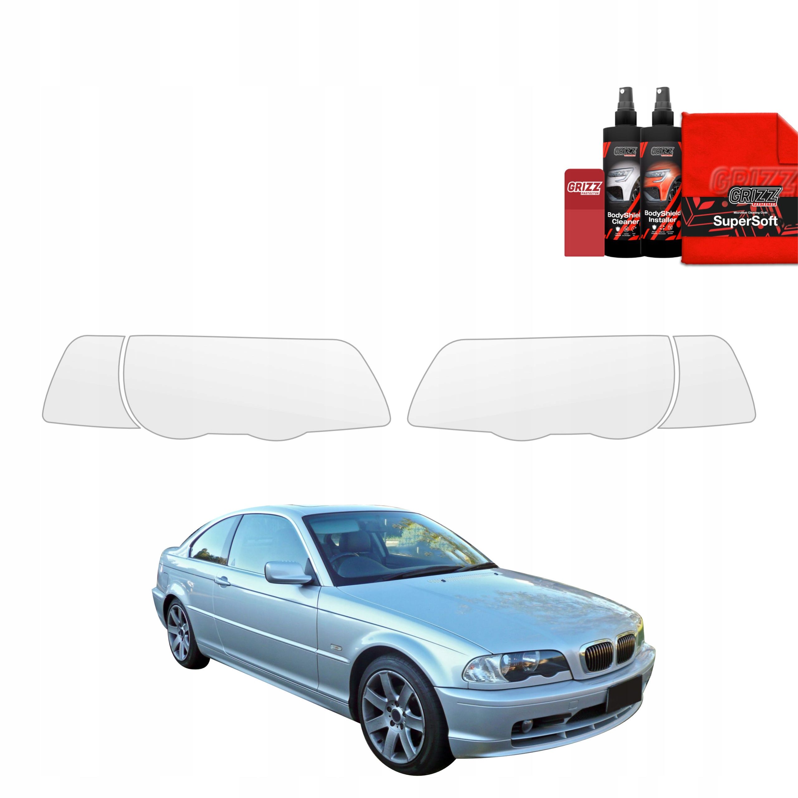 4v1 Fólie Ppf dýha na lampy pro Bmw 3 E46 Coupe Pre-LCI (1999-2002)