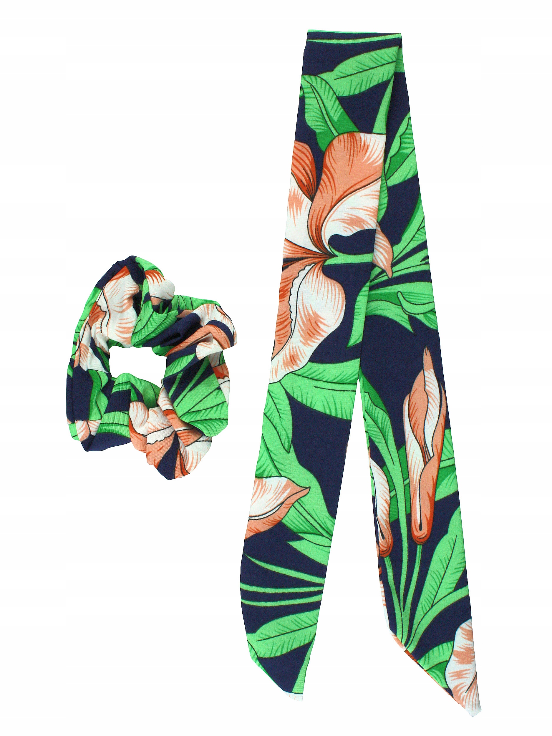 GUMKA DO WŁOSÓW SCRUNCHIE GRANATOWA W KWIATY Marka Tissino