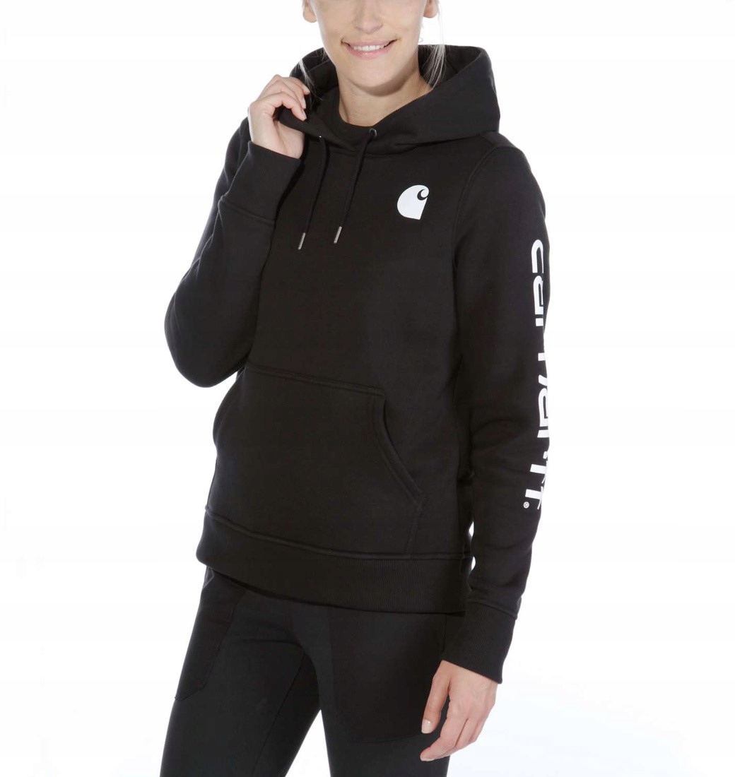 Mikina Carhartt Clarksburg Sleeve Logo Hooded Black