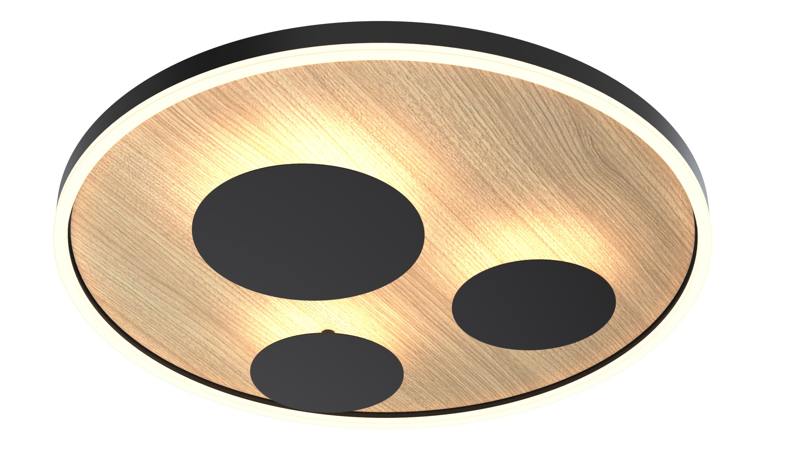 Stropné Svietidlo okrúhly 60 cm exkluzívny odtieň čiernej a farba dreva do spálne