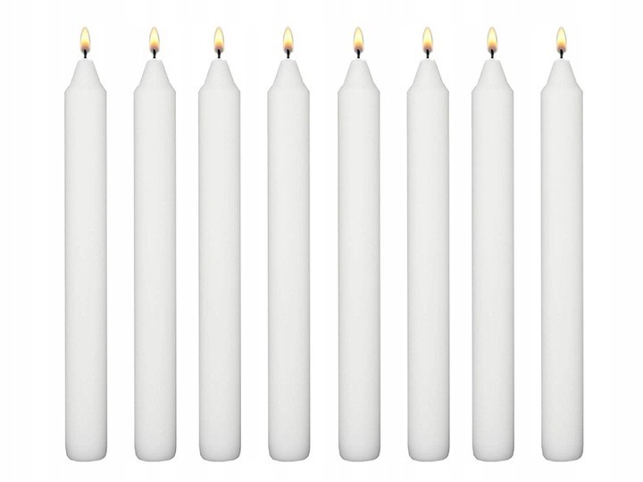 

8x Świece stołowe białe świeca stołowa biała 18cm