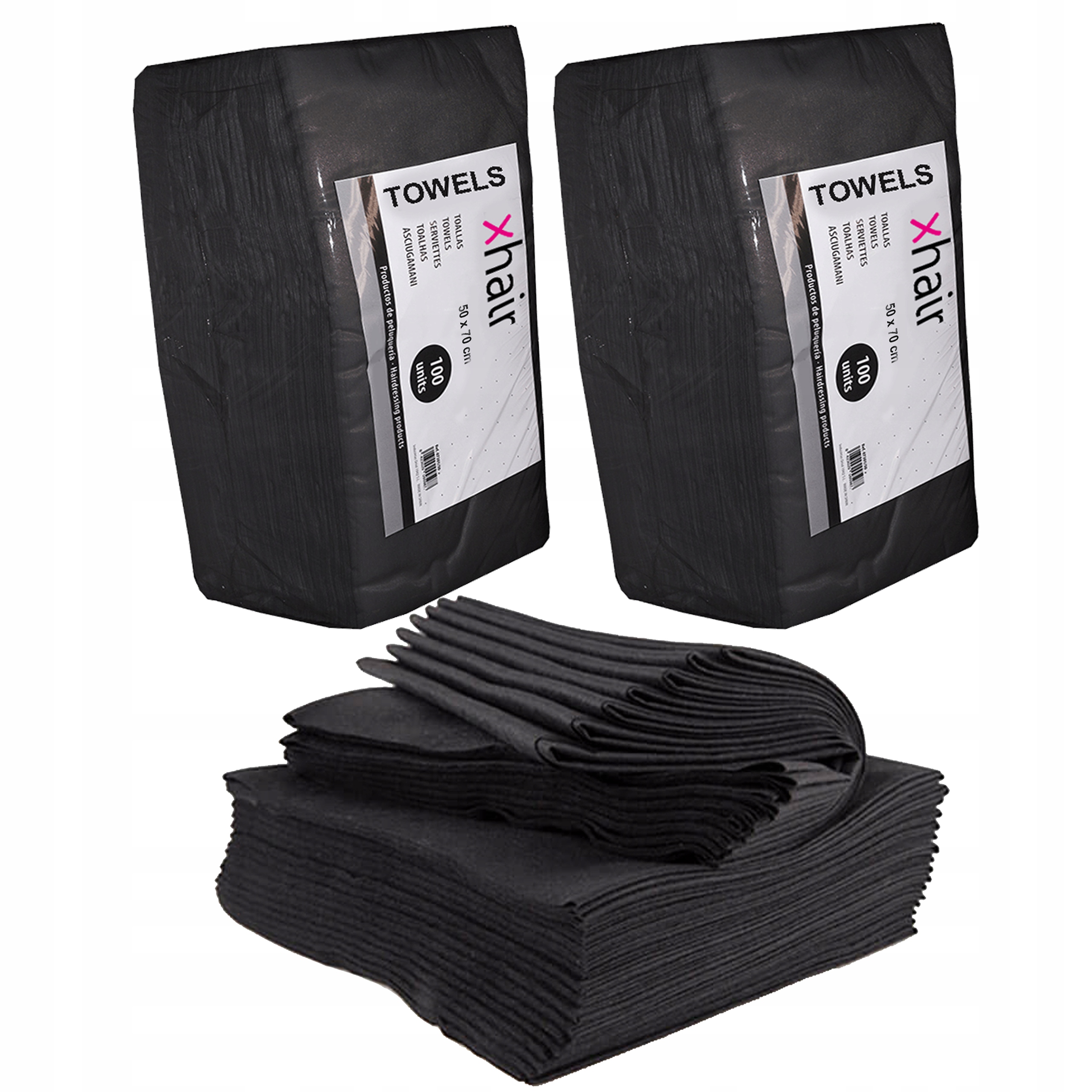 Černé kadeřnické ručníky Z Netkané Textilie na jedno použití 50x70 2x 100 ks xhair
