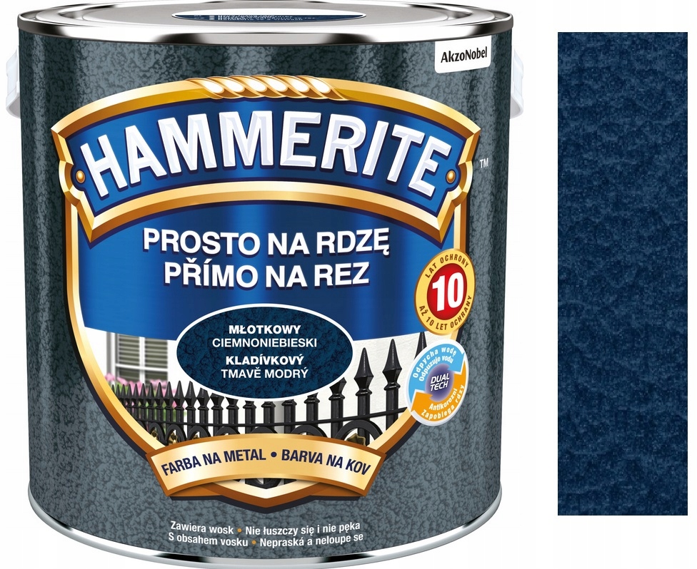 Hammerite Farba Na Rdzę Do Metalu Ciemnoniebieski Młotkowy 2.5L