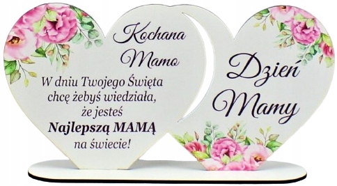 

Dla Mamy Serce Podwójne ŻYCZENIA+zawieszka
