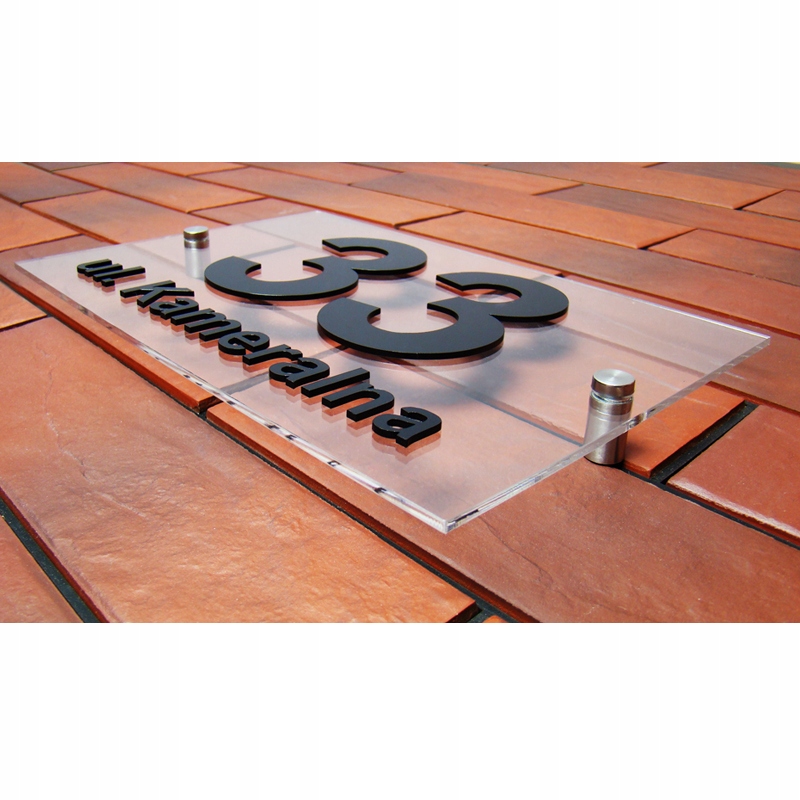 Tablica adresowa adres 3D numer na dom 25x16 przeźroczysta - szkło akrylowe Kolor czarny