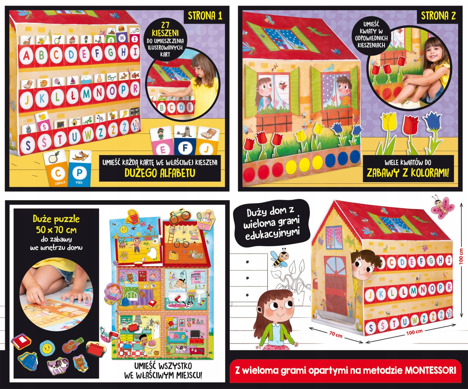 LISCIANI DOM ZABAW MONTESSORI DUŻY DOMEK Bajkowy domek zaprasza do zabawy Stan opakowania oryginalne