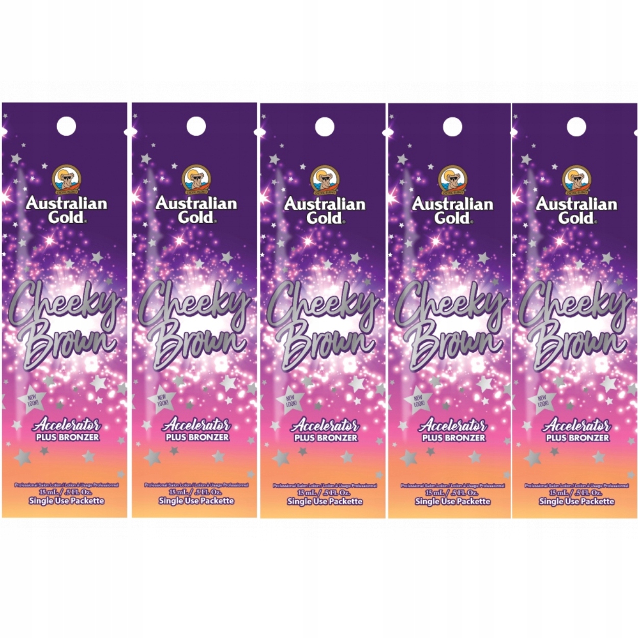 Sada 5x Bronzer a Urychlovač opalování Cheeky Brown Kokosový 15 ml