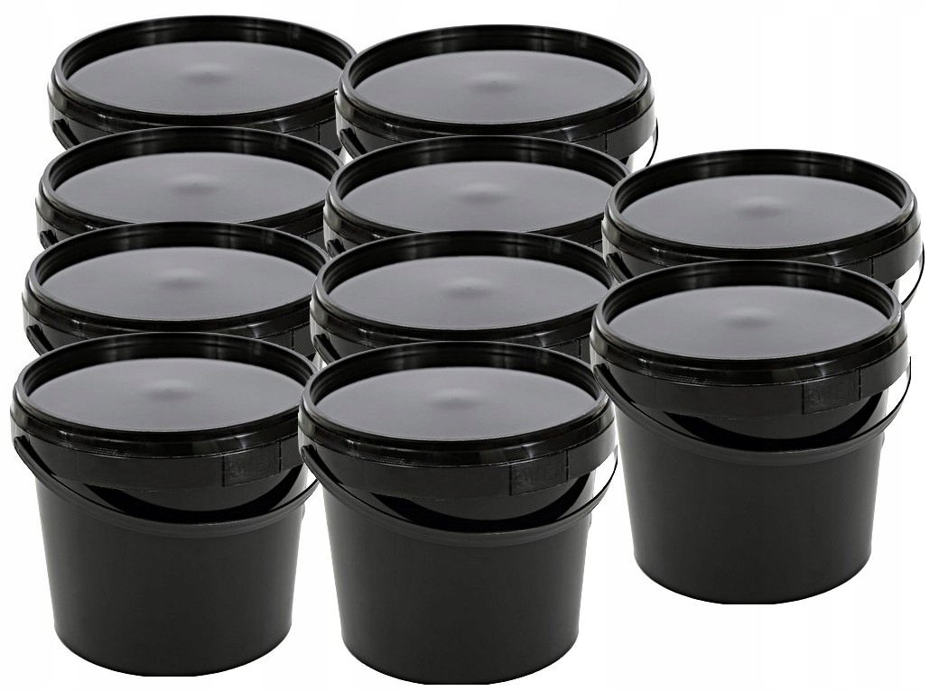 

10x Bms Wiadro Wiaderko Czarne Okrągłe Pojemnik 1L