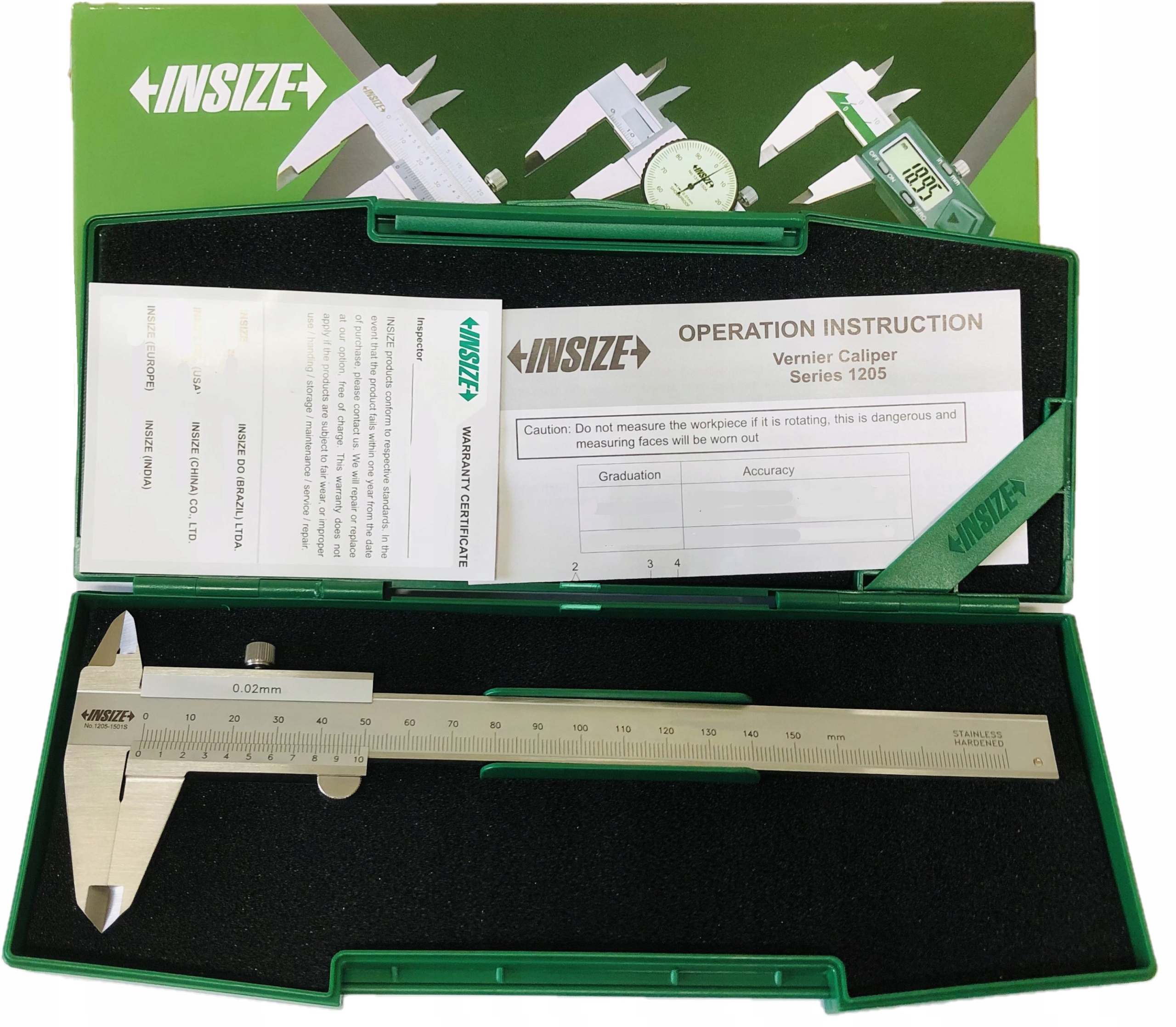 INSIZE Suwmiarka noniuszowa 150 mm x 0,02 mm INOX