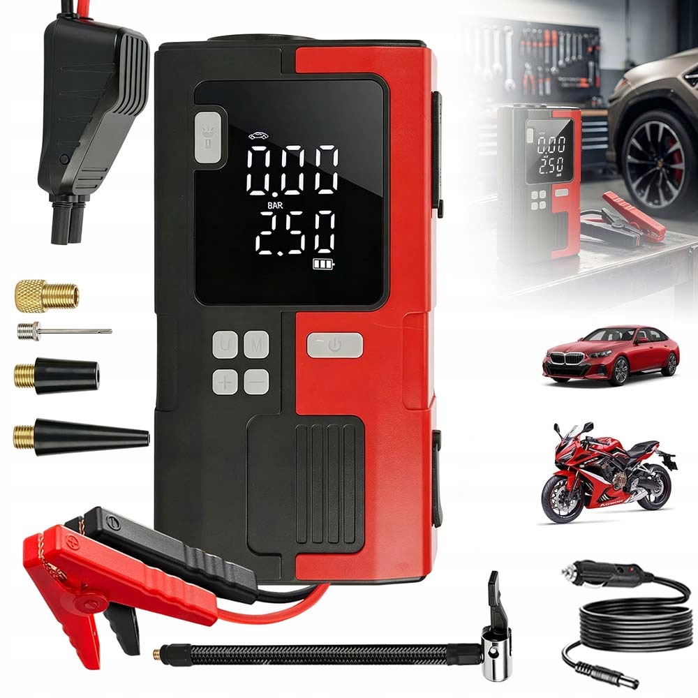 Štartovacie Zariadenie Booster Powerbank Kompresor Jump Starter 6000mah Led