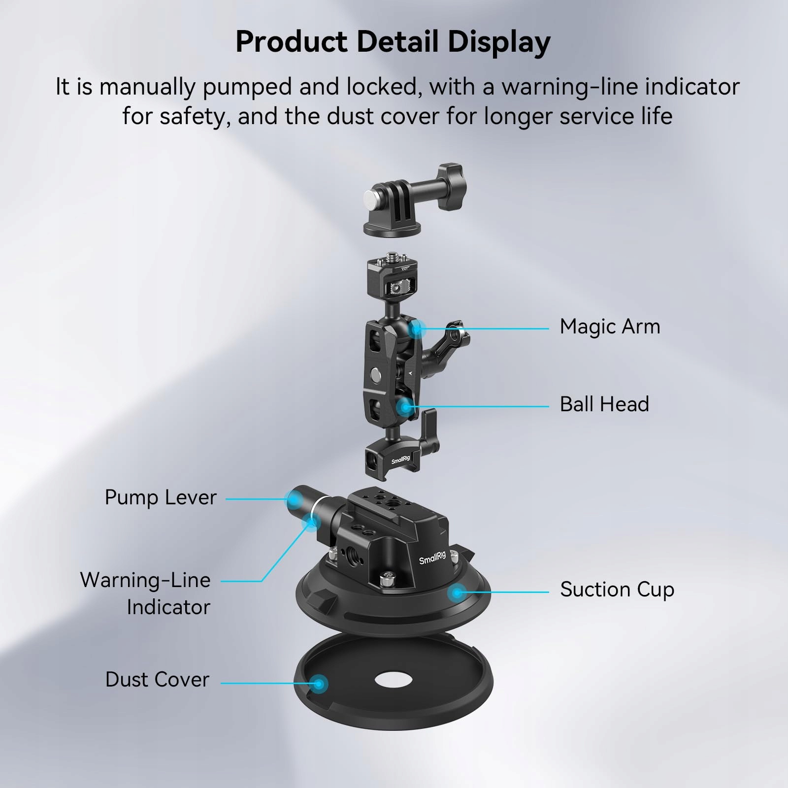 SMALLRIG 4236C Uchwyt Samochodowy Z Przyssawką Do Kamery Telefonu 3kg — miniatura 6