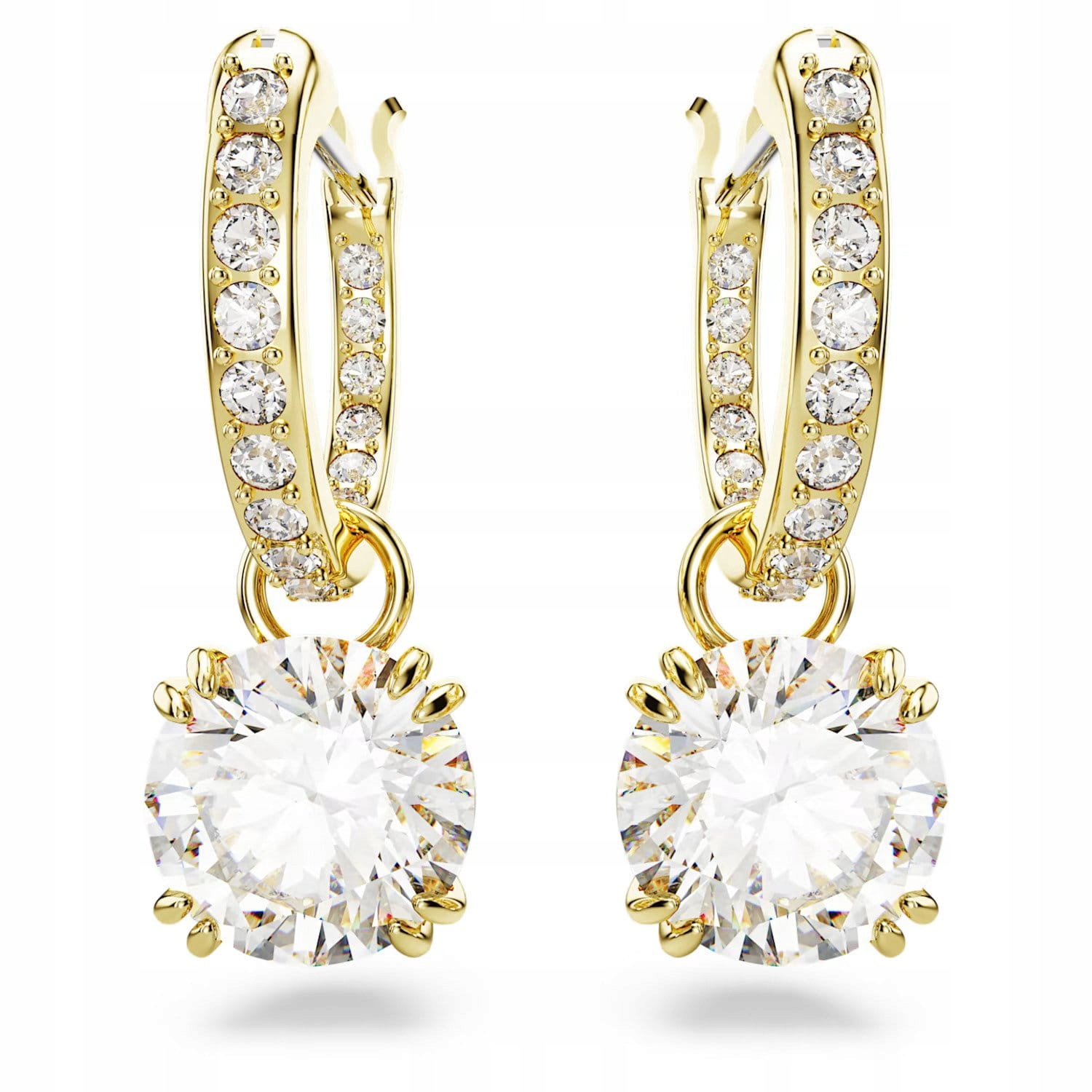 Náušnice Swarovski Constella Kolečko s přívěskem ocel zlatý křišťál