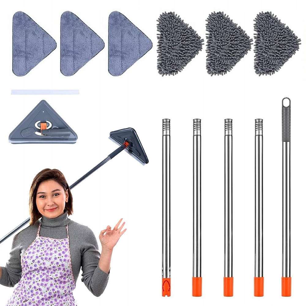 Levně Přenosný, Nastavitelný Trojúhelníkový Mop, Otáčení O 360° 6 Podložek Na Mop