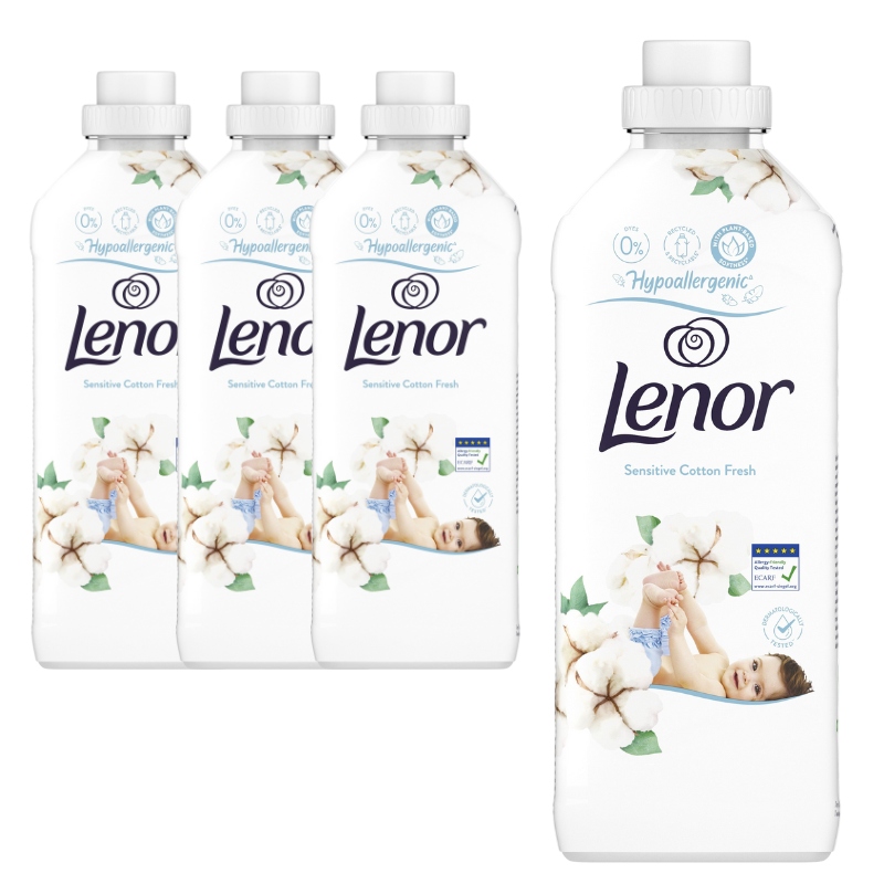 4x tekutá aviváž Lenor Sensitive Cotton Fresh 925 ml Set