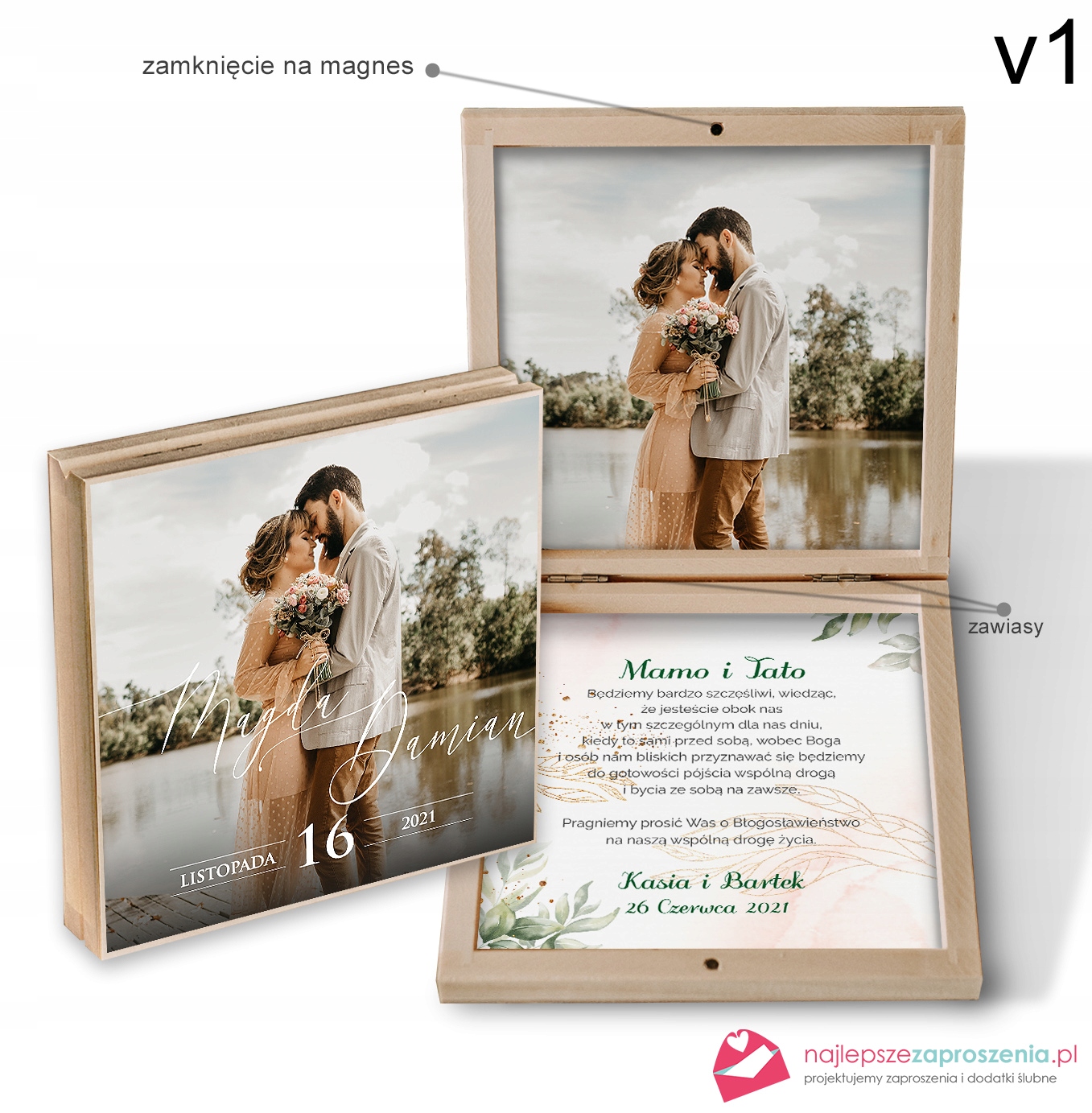 ZAPROSZENIA dla Rodziców ze zdjęciem boho