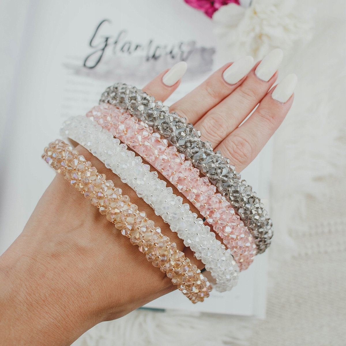 OPASKA DO WŁOSÓW cyrkonie ELEGANCKA wąska Model 37159