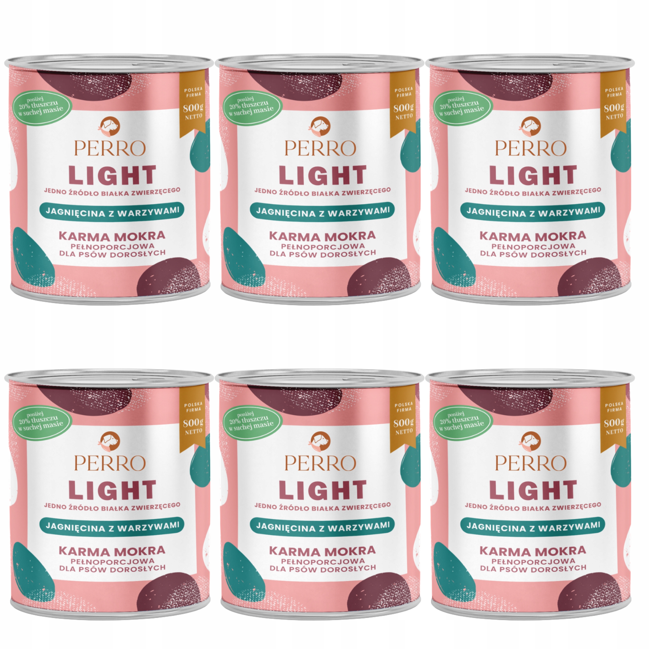 Levně Perro Light Monoproteinové krmivo pro psy Jehněčí zelenina 6 x 800 g