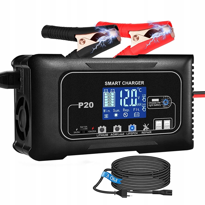 20A Nabíječka Pro Automatický Akumulátor Smart 12/24V