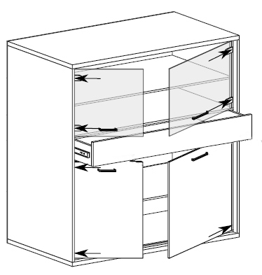 Witryna MEDIOLAN M5 z szufladą natural hikora Typ stojąca