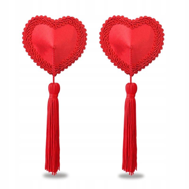 Opakovane použiteľné pastičky na bradavky so strapcami z červeného srdca