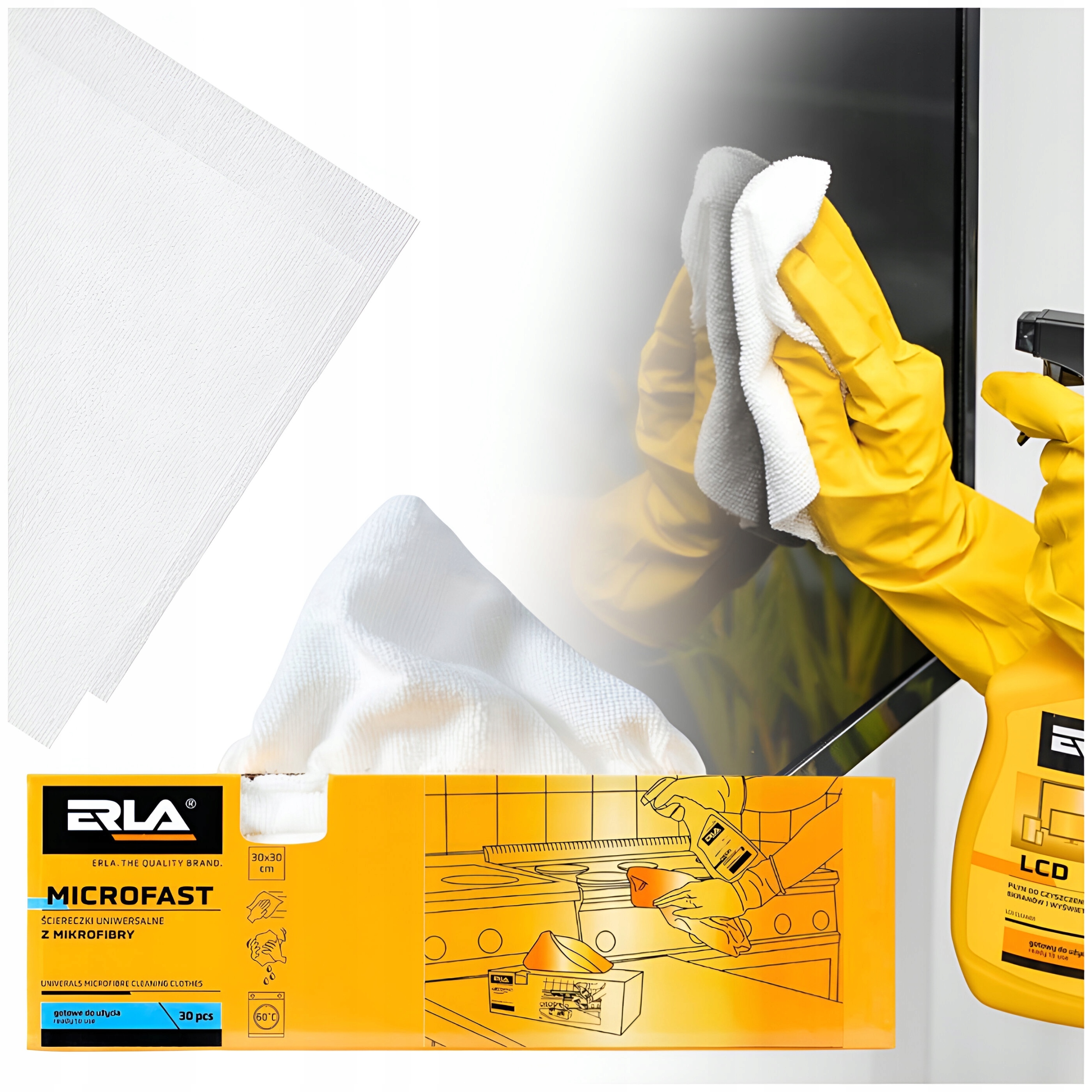 Levně Erla Microfast Sada Utěrek Z Mikrovlákna, Univerzální Hadříky 30 Kusů