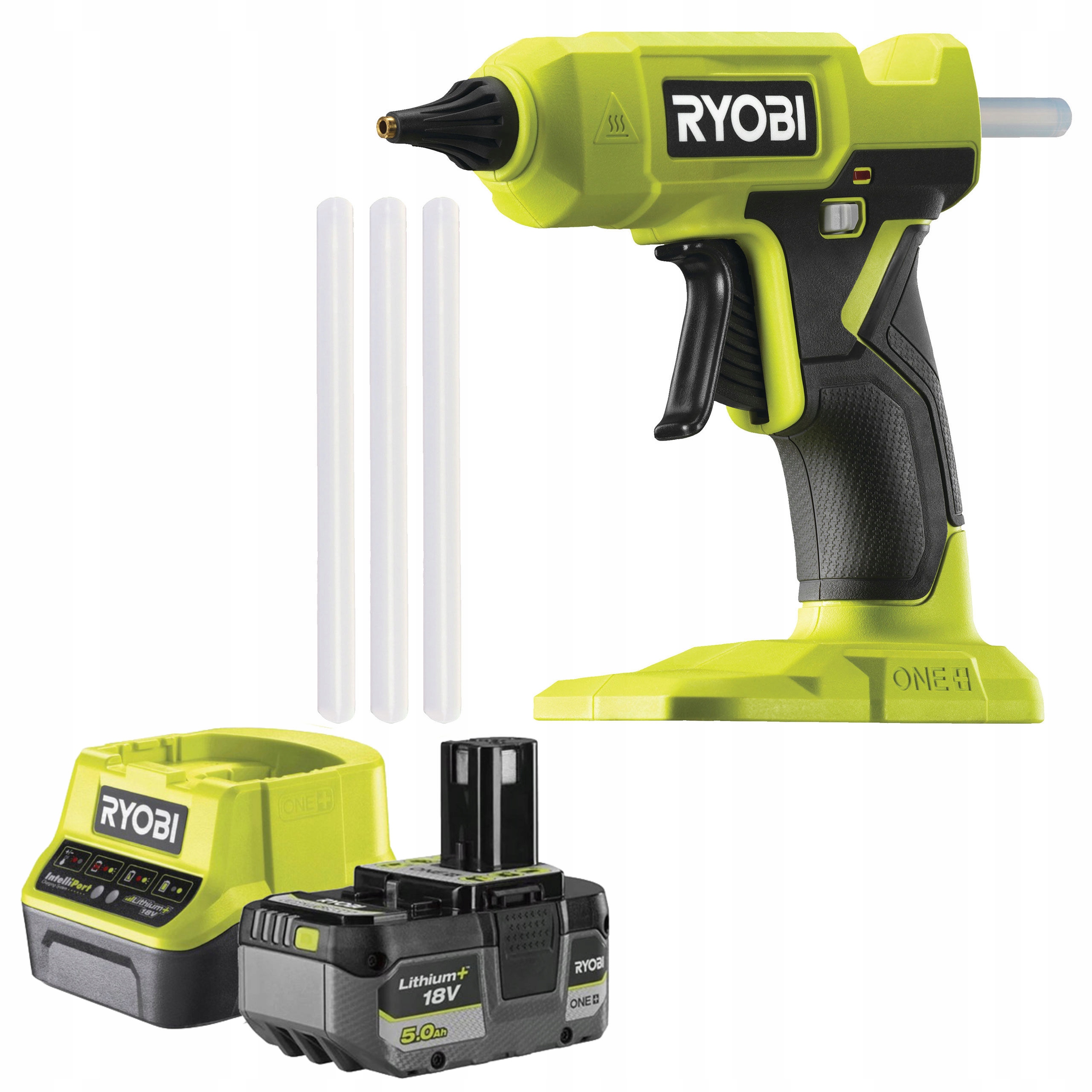 Pistole Na Lepení Lepidla Za Tepla Ryobi RGLU18-0 200°C 11 mm Nabíječka 5 Ah