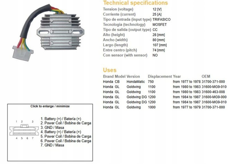 Regulátor Napätia Honda Gl 1000 77-79; GL1100 80-83; GL1200 84-87
