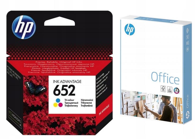 tusz Hp 652 F6V24AE kolorowy do drukarki papier Hp Office
