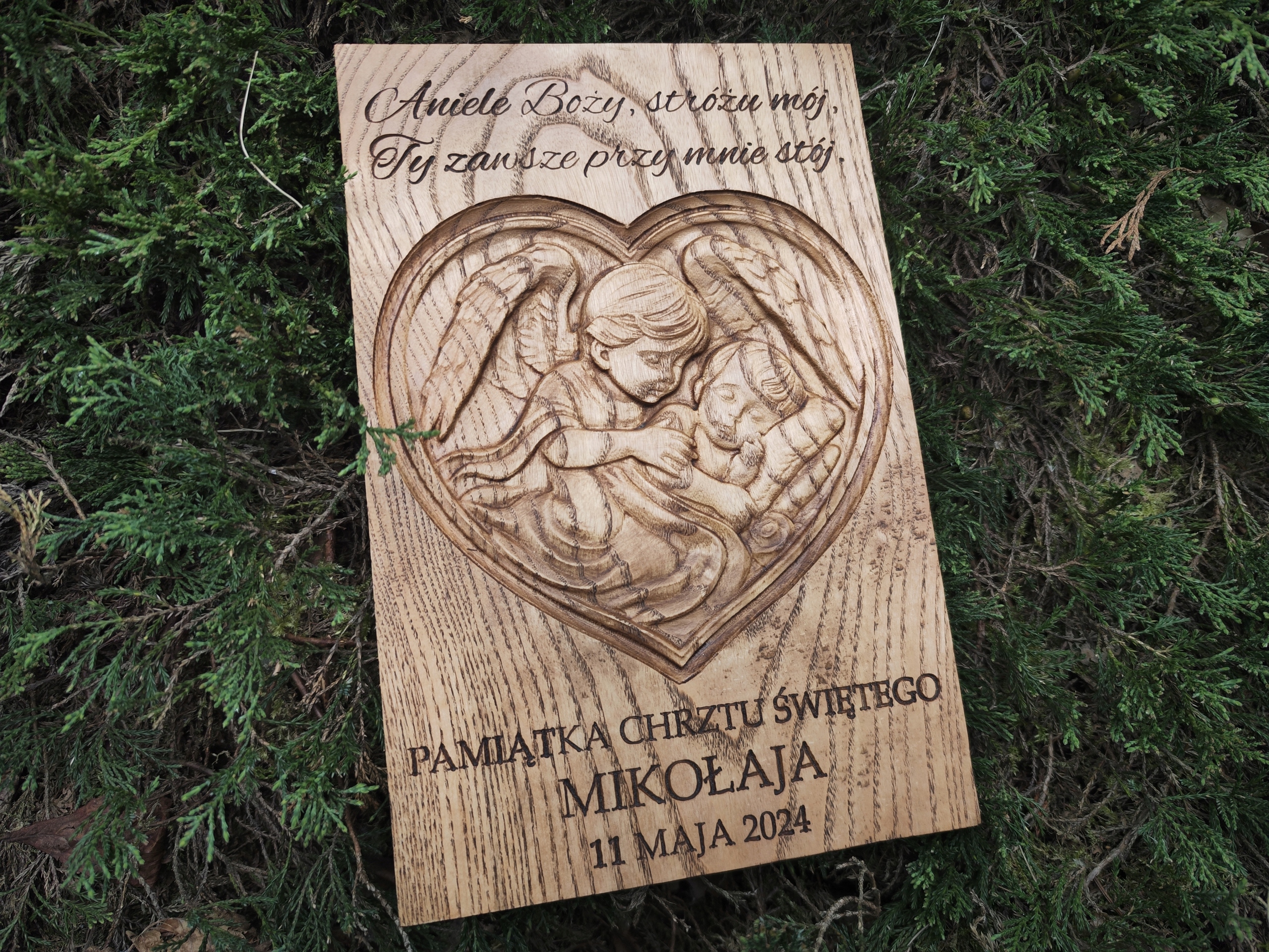 Suvenýr Gravírování Svatého křtu Anděl strážný dárek Křtiny Obraz 30 cm