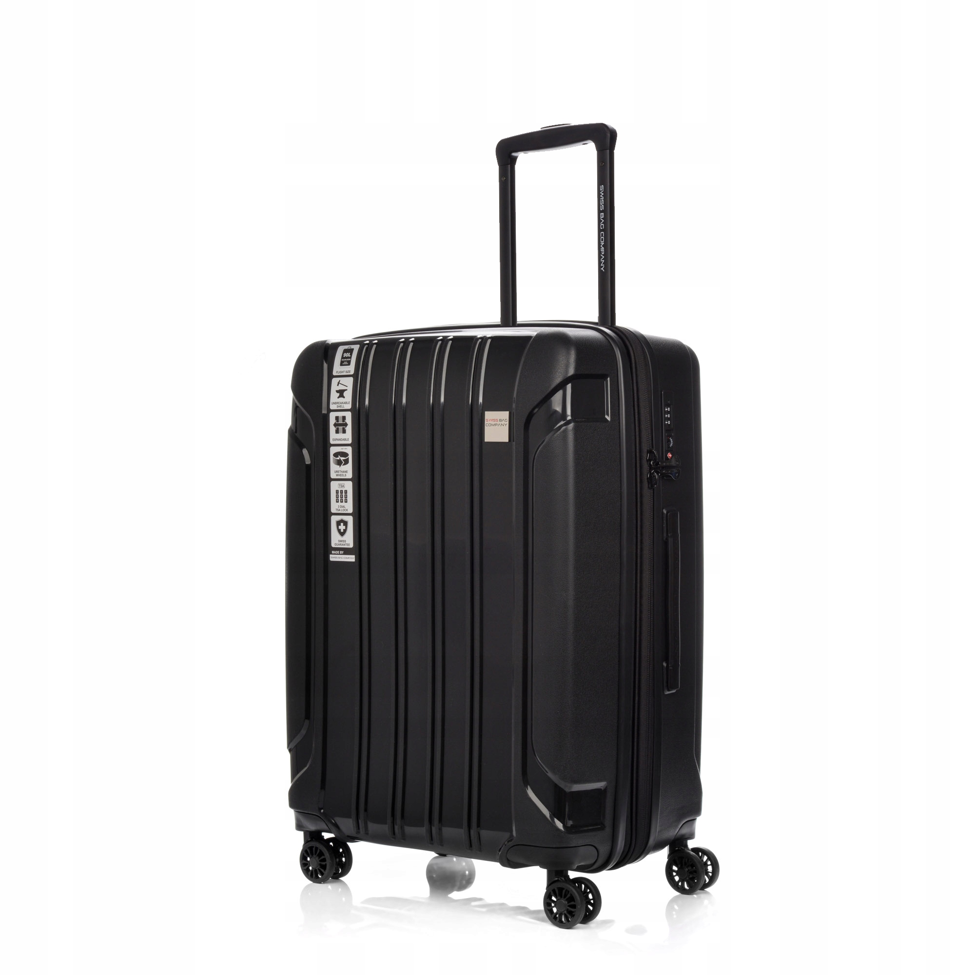 Střední kufr na zavazadla, rozšiřitelný, lehký, prostorný 90 l, SwissBag Tourist 65 cm