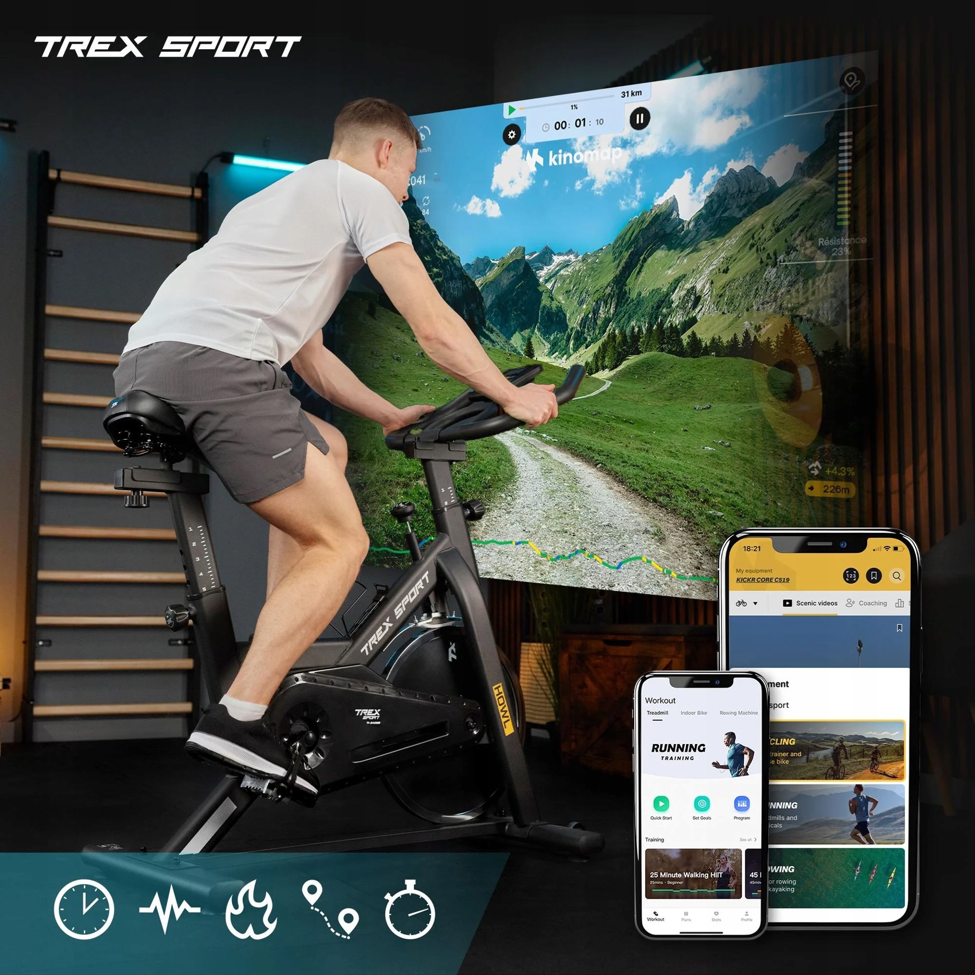 Регульований спінінговий велотренажер Howl Trex Sport, модель TX-640SB