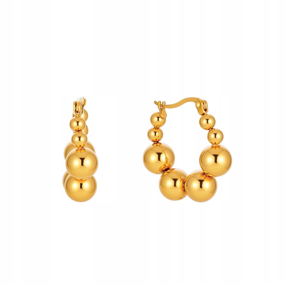 Kolczyki Pozłacane Okrągłe Koła 2,5 cm Kulki Kreol Stal Szlachetna Sadva