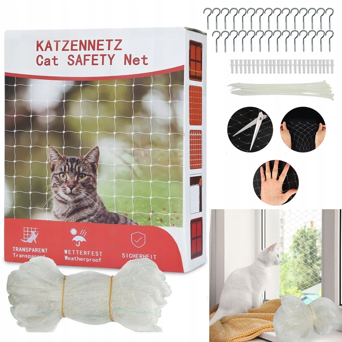 Set Síťka Na Balkon Pro Kočky 8x3 Bez Vrtání Bezpečné Kočky