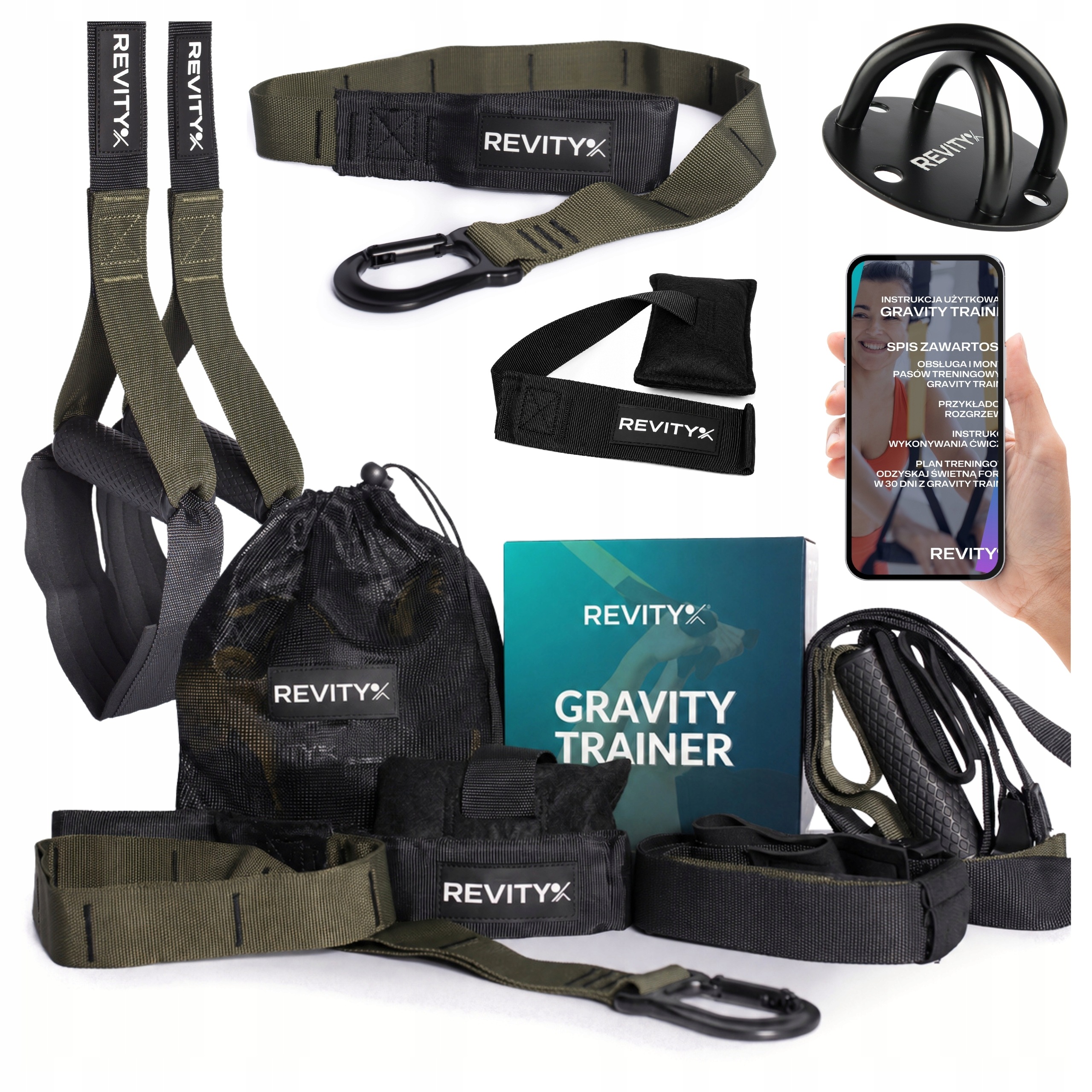 Popruhy na cvičení s montážním hákem Gravity Trainer Pasy Cross Premium