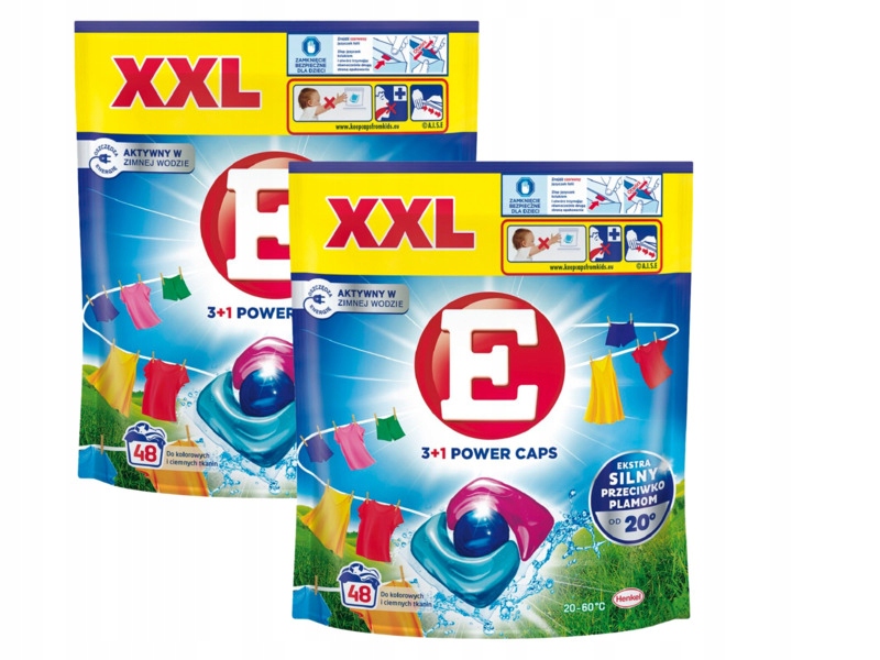 Kapsułki do prania E 3+1 Power Caps Color 2 x 48 szt.